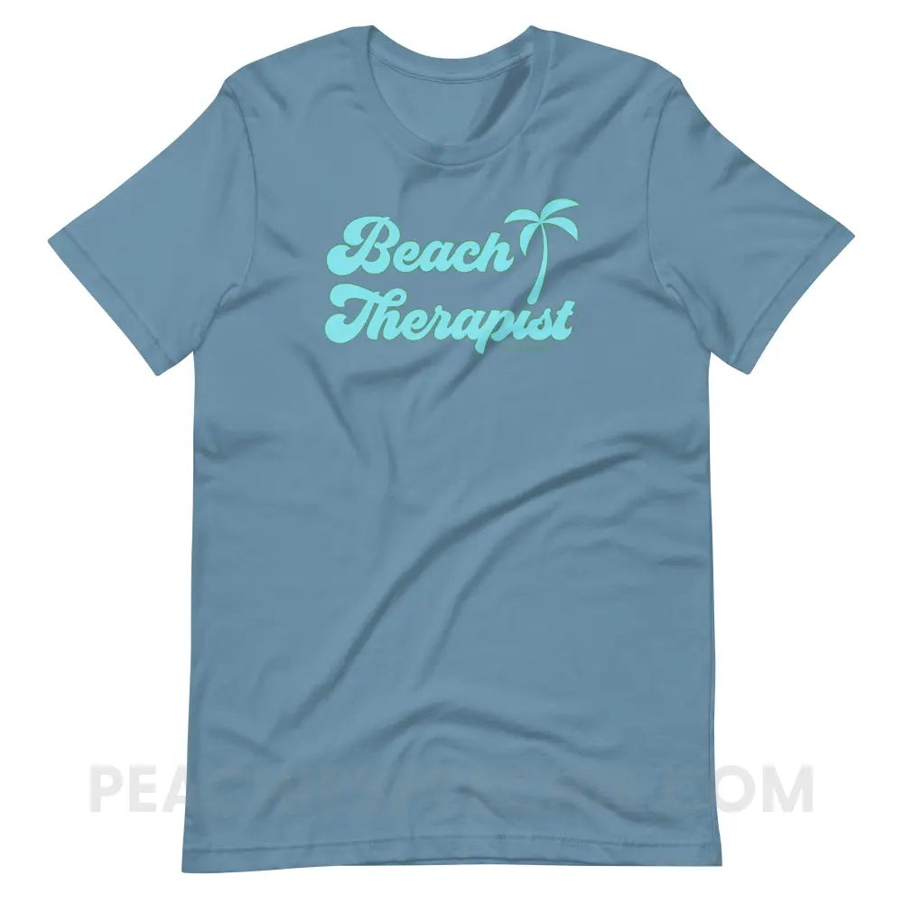 Beach Therapist Premium Soft Tee - Steel Blue / S - peachiespeechie.com