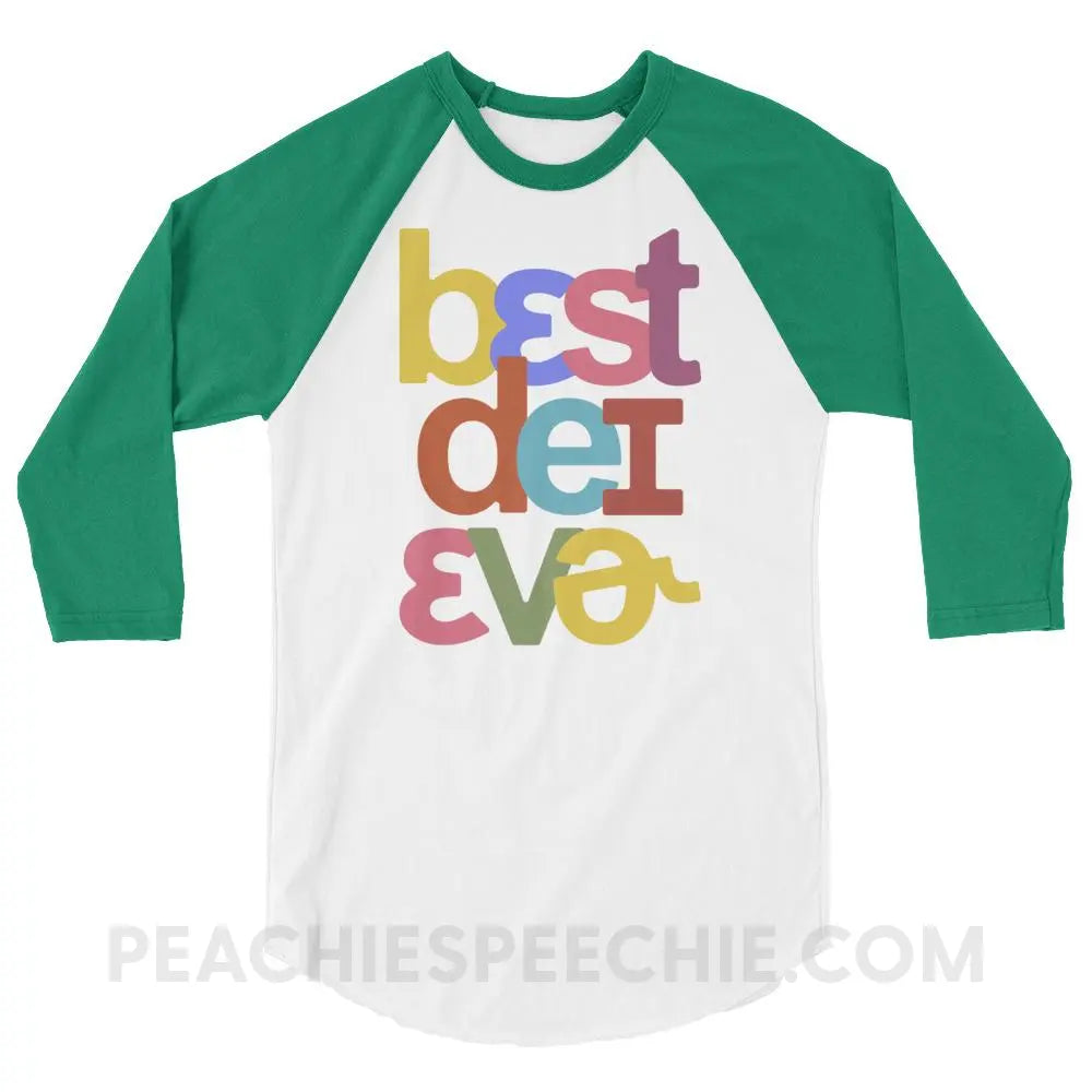 Best Day Ever Baseball Tee - White/Kelly / XS T-Shirts & Tops peachiespeechie.com