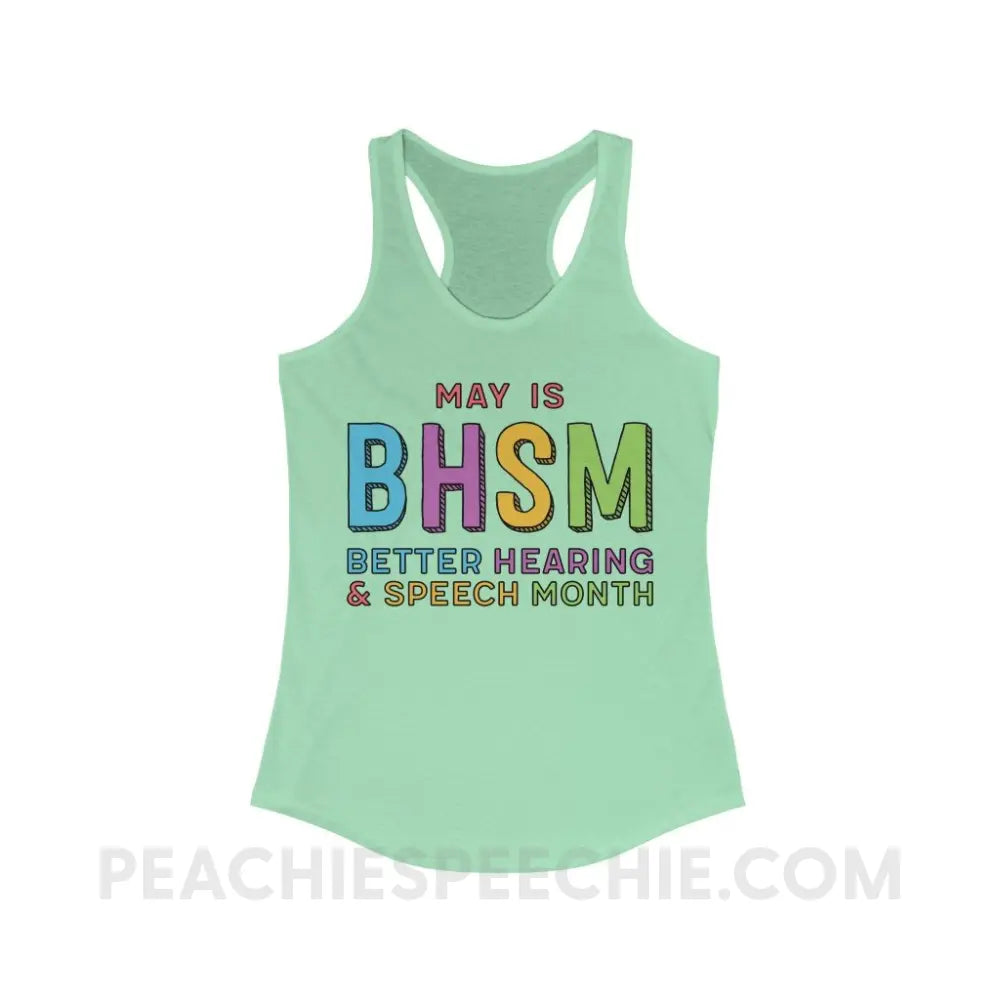 Better Hearing and Speech Month (BHSM) Superfly Racerback - Solid Mint / XS - Tank Top peachiespeechie.com