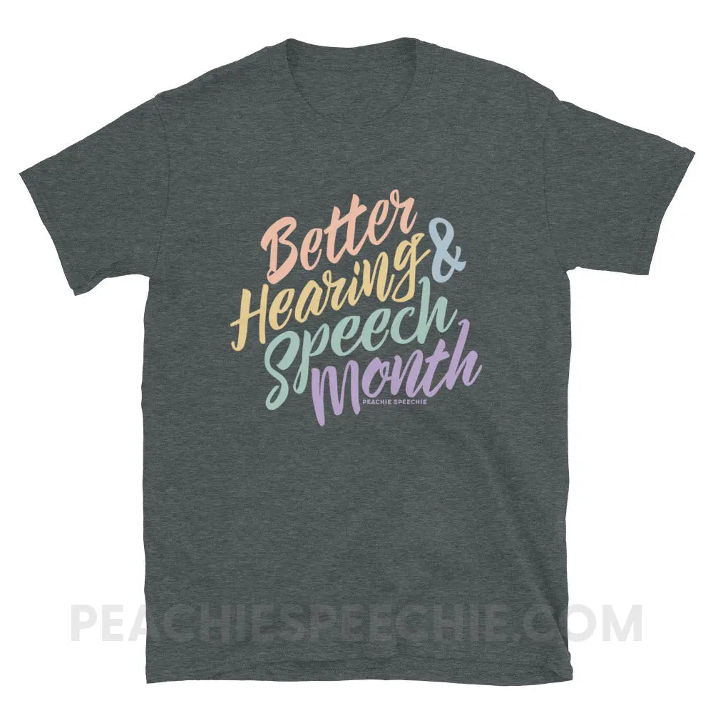 Better Hearing and Speech Month Classic Tee - Dark Heather / S T - Shirt peachiespeechie.com