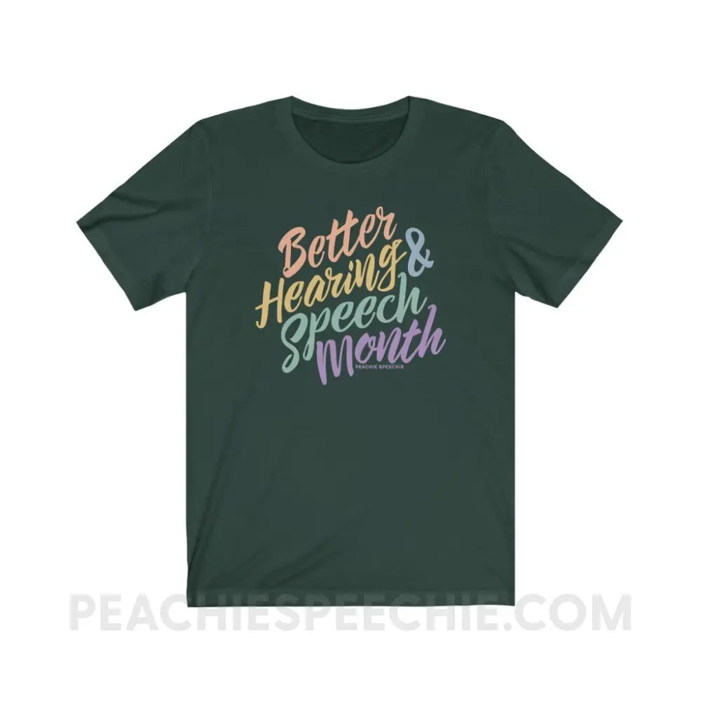 Better Hearing and Speech Month Premium Soft Tee - Forest / XS - T-Shirt peachiespeechie.com
