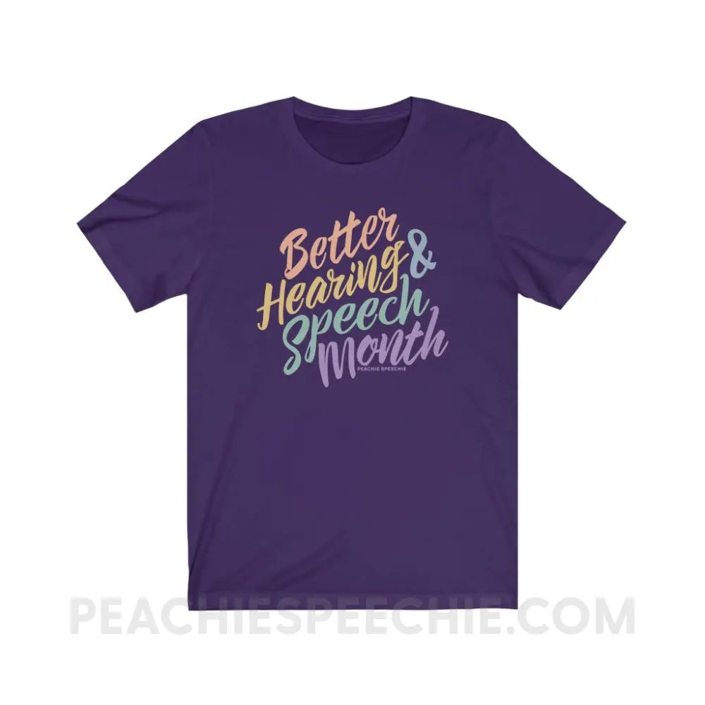 Better Hearing and Speech Month Premium Soft Tee - Team Purple / XS - T-Shirt peachiespeechie.com