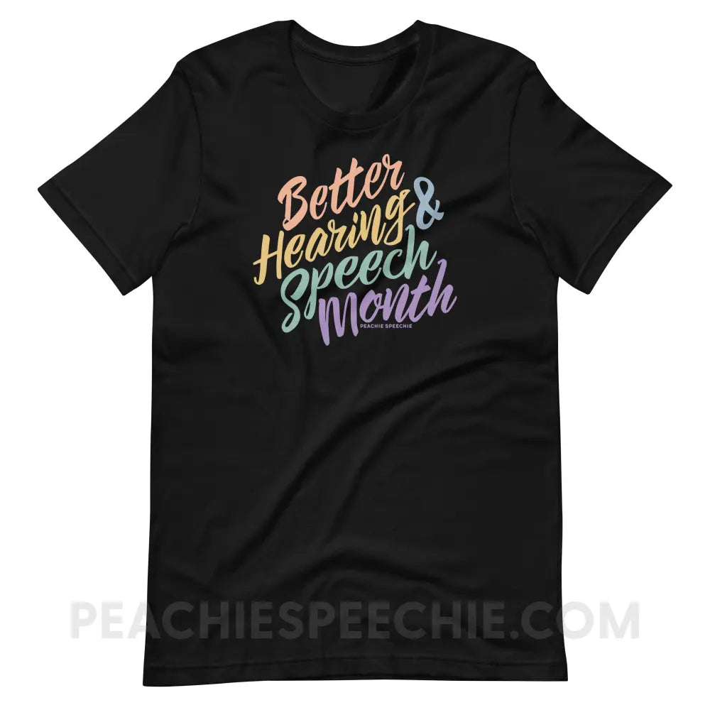 Better Hearing and Speech Month Premium Soft Tee - Black / XS - T-Shirt peachiespeechie.com