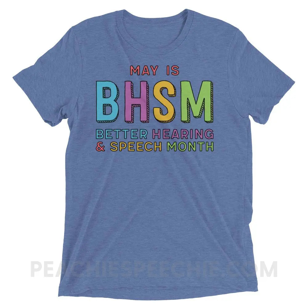 BHSM Tri-Blend Tee - Blue Triblend / XS - T-Shirts & Tops peachiespeechie.com