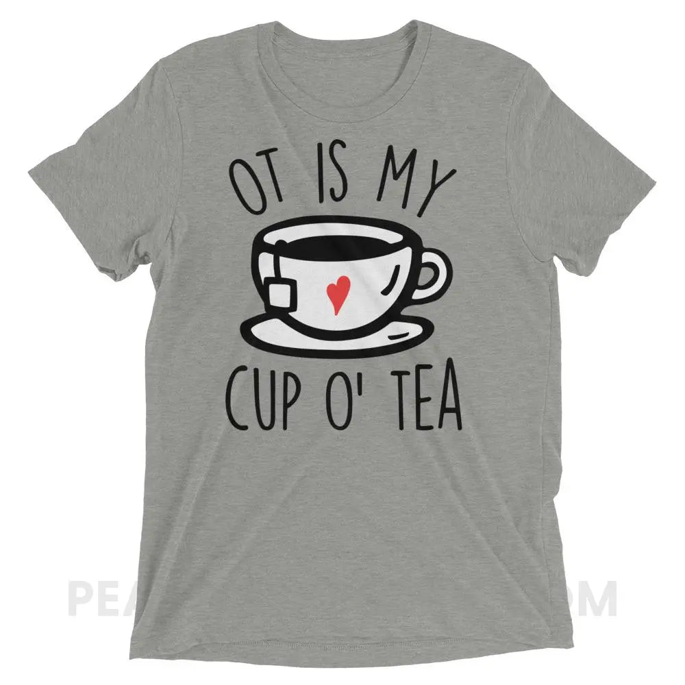 OT Is My Cup O’ Tea Tri-Blend Tee - Athletic Grey Triblend / XS - T-Shirts & Tops peachiespeechie.com