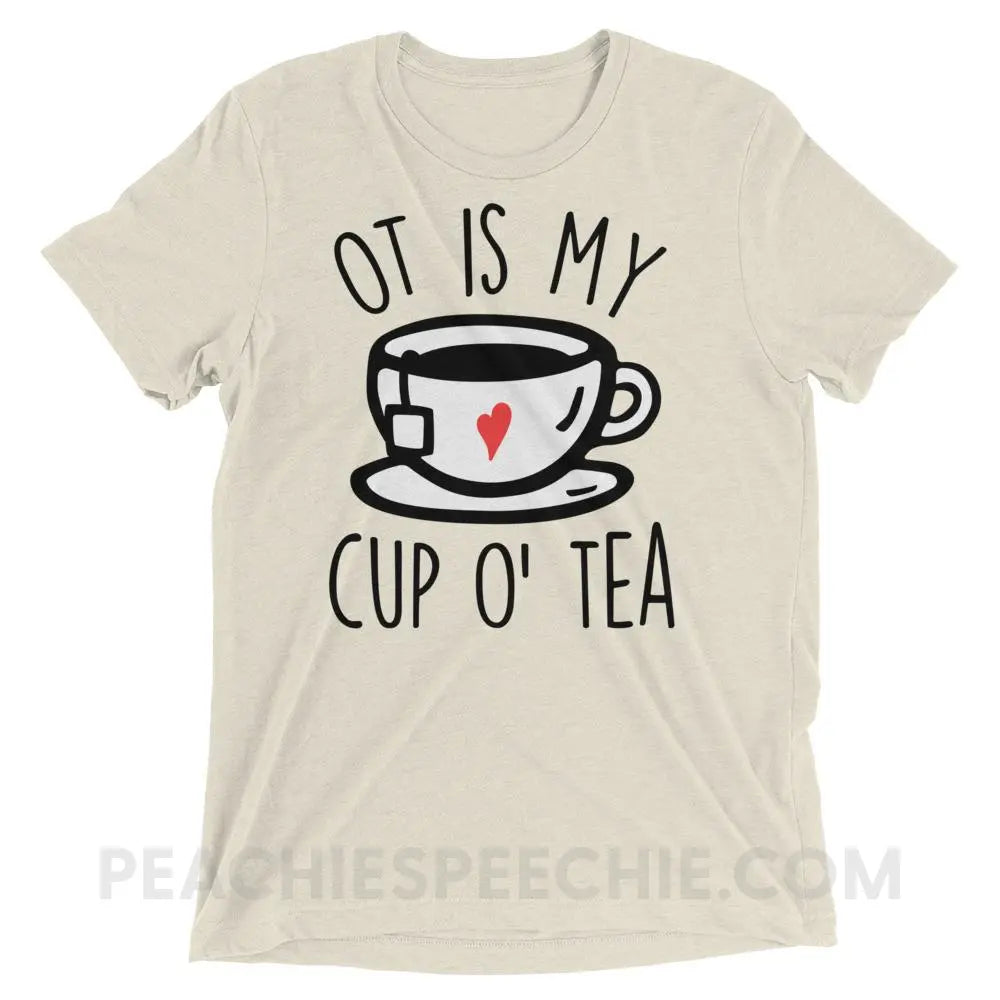 OT Is My Cup O’ Tea Tri-Blend Tee - Oatmeal Triblend / XS - T-Shirts & Tops peachiespeechie.com