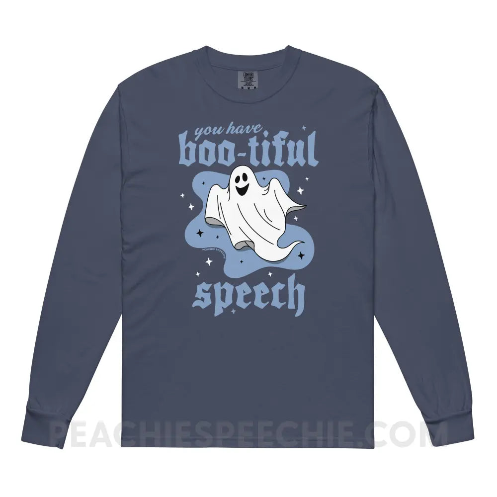 You Have Boo-tiful Speech Comfort Colors Long Sleeve - Navy / S - peachiespeechie.com