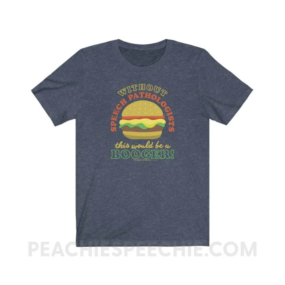 Booger Burger Premium Soft Tee - Heather Navy / S - T-Shirts & Tops peachiespeechie.com