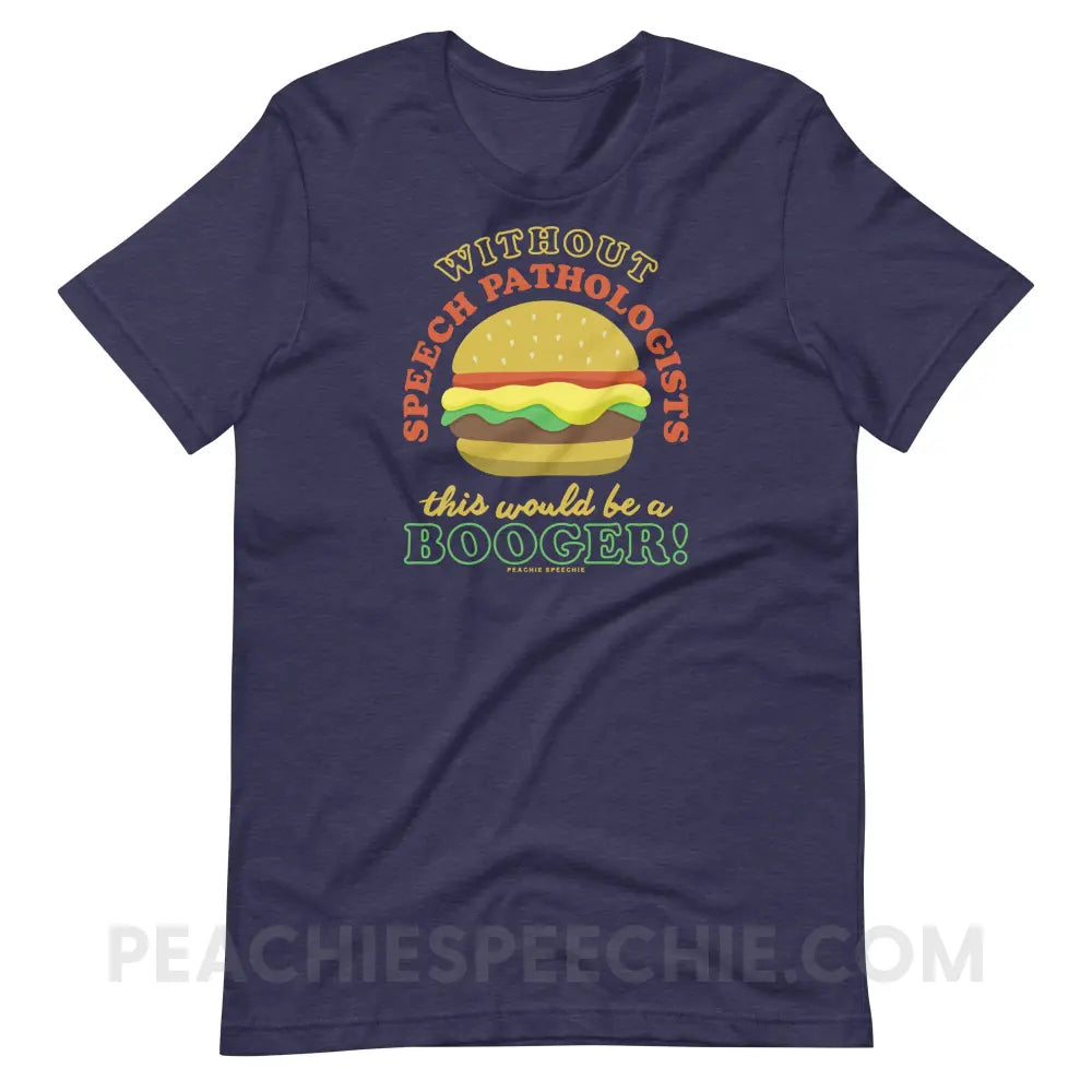 Booger Burger Premium Soft Tee - Heather Midnight Navy / S - T-Shirts & Tops peachiespeechie.com