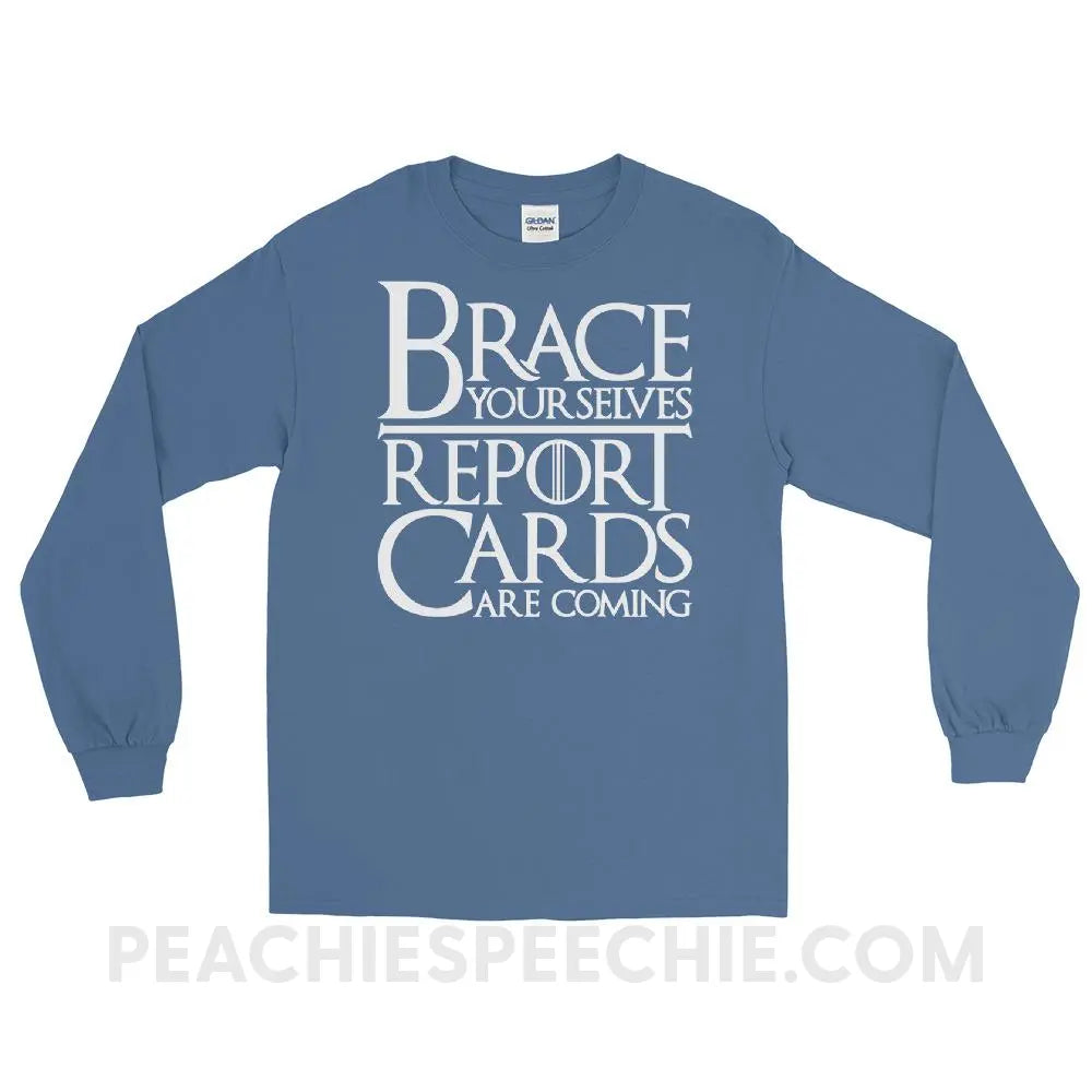 Brace Yourselves Long Sleeve Tee - Indigo Blue / S - T-Shirts & Tops peachiespeechie.com
