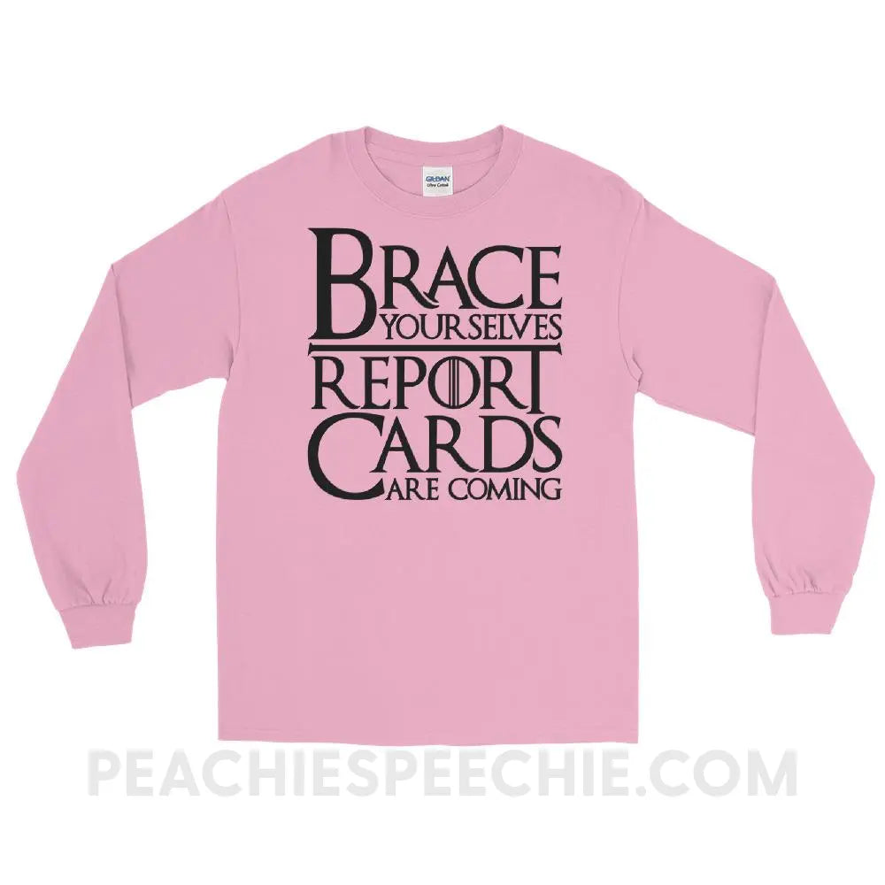 Brace Yourselves Long Sleeve Tee - Light Pink / S - T-Shirts & Tops peachiespeechie.com