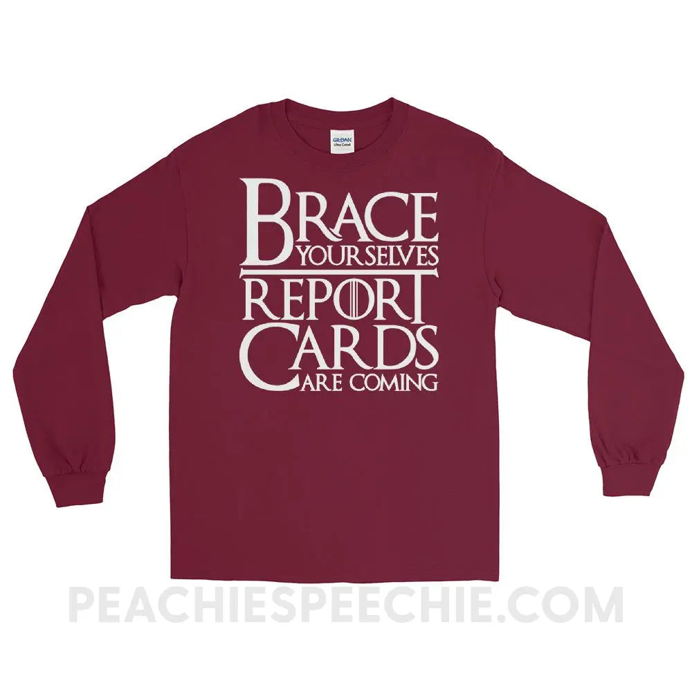 Brace Yourselves Long Sleeve Tee - Maroon / S - T-Shirts & Tops peachiespeechie.com