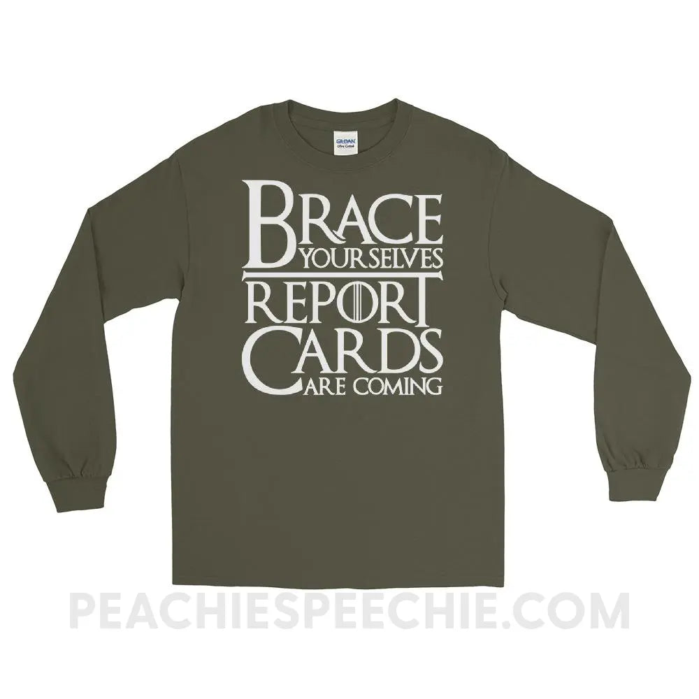 Brace Yourselves Long Sleeve Tee - Military Green / S - T-Shirts & Tops peachiespeechie.com
