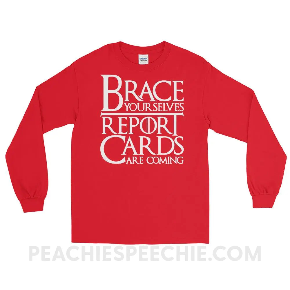 Brace Yourselves Long Sleeve Tee - Red / S - T-Shirts & Tops peachiespeechie.com