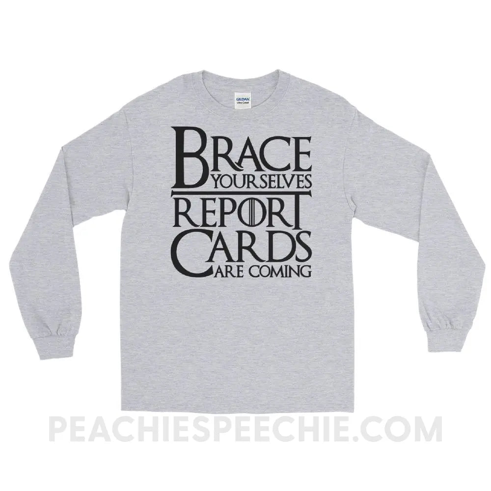 Brace Yourselves Long Sleeve Tee - Sport Grey / S - T-Shirts & Tops peachiespeechie.com