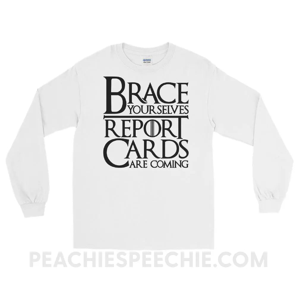 Brace Yourselves Long Sleeve Tee - White / S - T-Shirts & Tops peachiespeechie.com