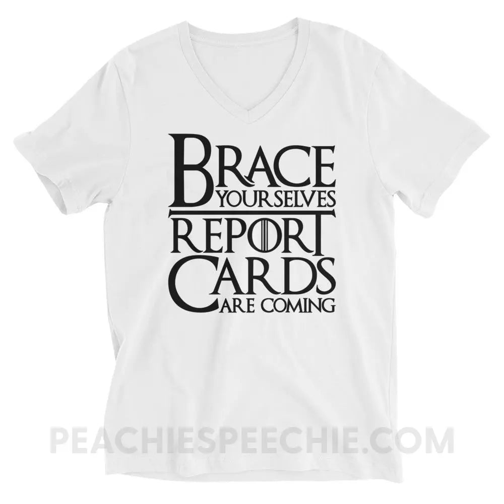 Brace Yourselves Soft V-Neck - White / XS - T-Shirts & Tops peachiespeechie.com