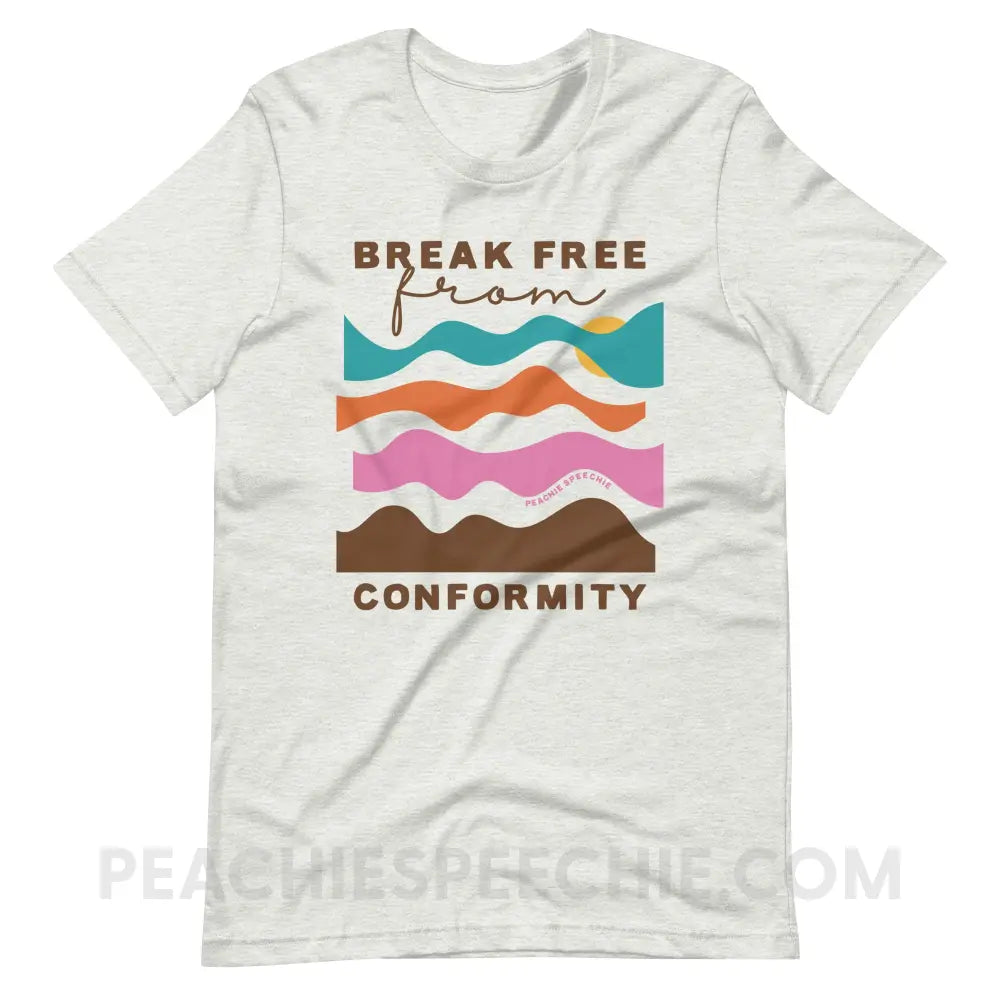 Break Free From Conformity Abstract Sky Premium Soft Tee - Ash / S - T-Shirt peachiespeechie.com