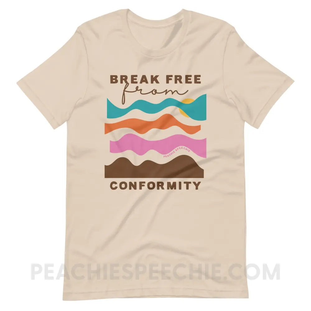 Break Free From Conformity Abstract Sky Premium Soft Tee - Cream / S - T-Shirt peachiespeechie.com