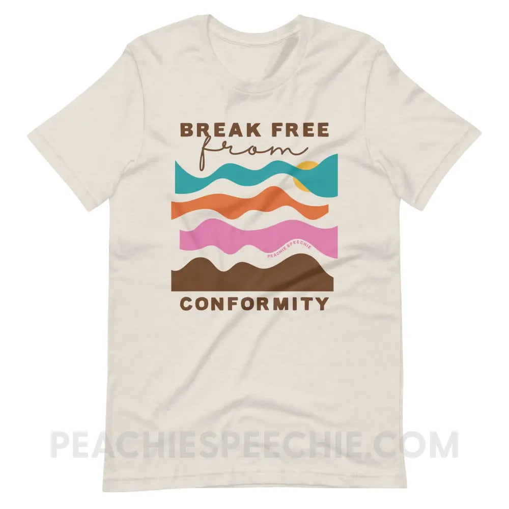 Break Free From Conformity Abstract Sky Premium Soft Tee - Heather Dust / M - T-Shirt peachiespeechie.com