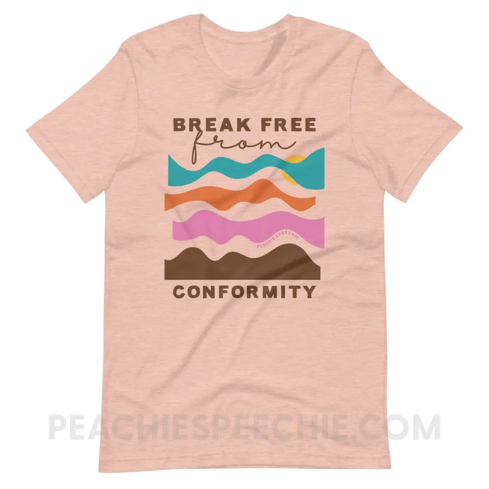 Break Free From Conformity Abstract Sky Premium Soft Tee - Heather Prism Peach / S - T-Shirt peachiespeechie.com