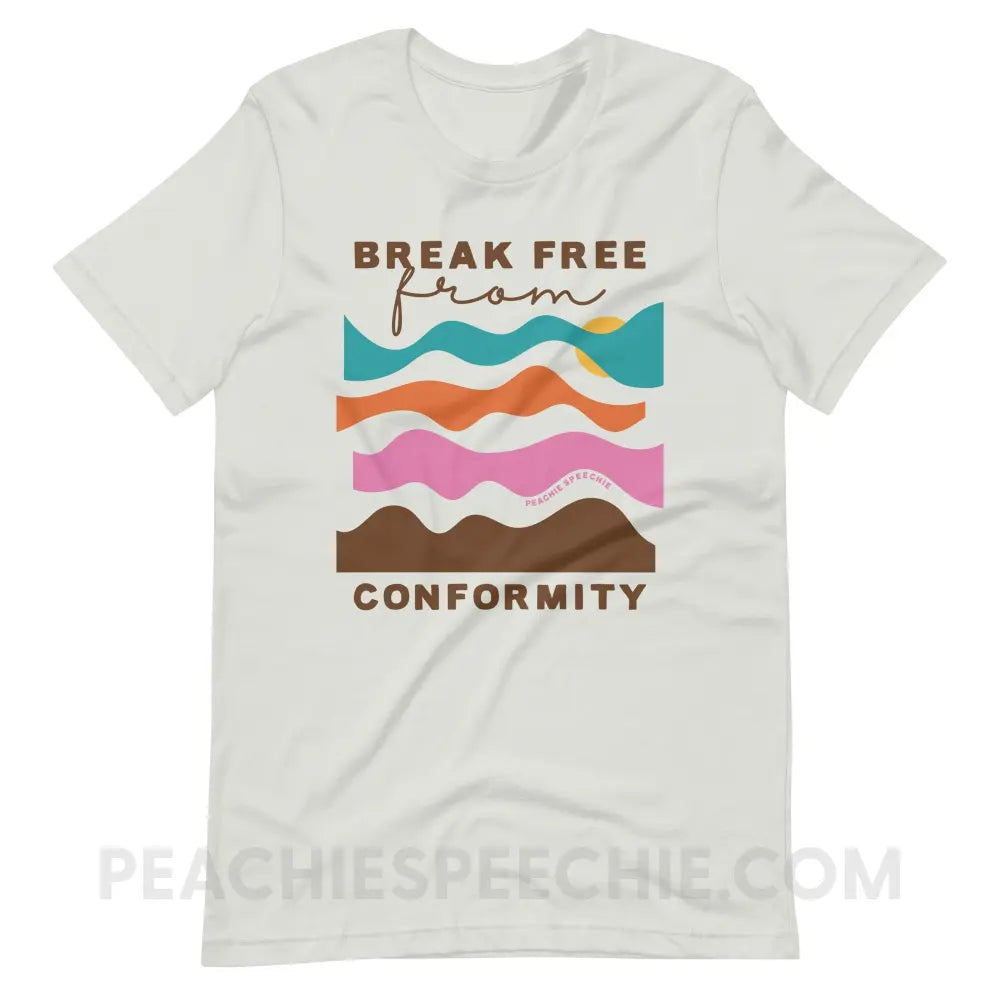 Break Free From Conformity Abstract Sky Premium Soft Tee - Silver / S - T-Shirt peachiespeechie.com