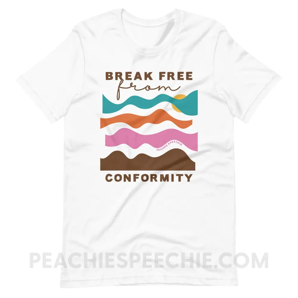 Break Free From Conformity Abstract Sky Premium Soft Tee - White / S - T-Shirt peachiespeechie.com