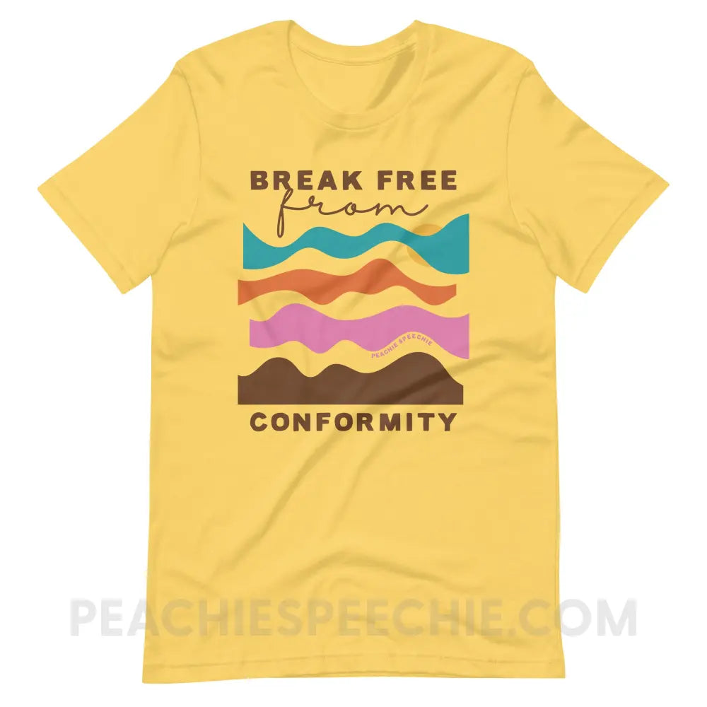 Break Free From Conformity Abstract Sky Premium Soft Tee - Yellow / S - T-Shirt peachiespeechie.com