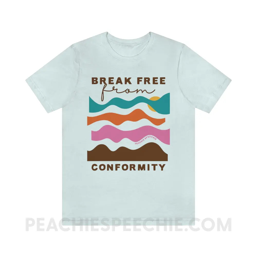 Break Free From Conformity Abstract Sky Premium Soft Tee - Heather Ice Blue / S - T-Shirt peachiespeechie.com
