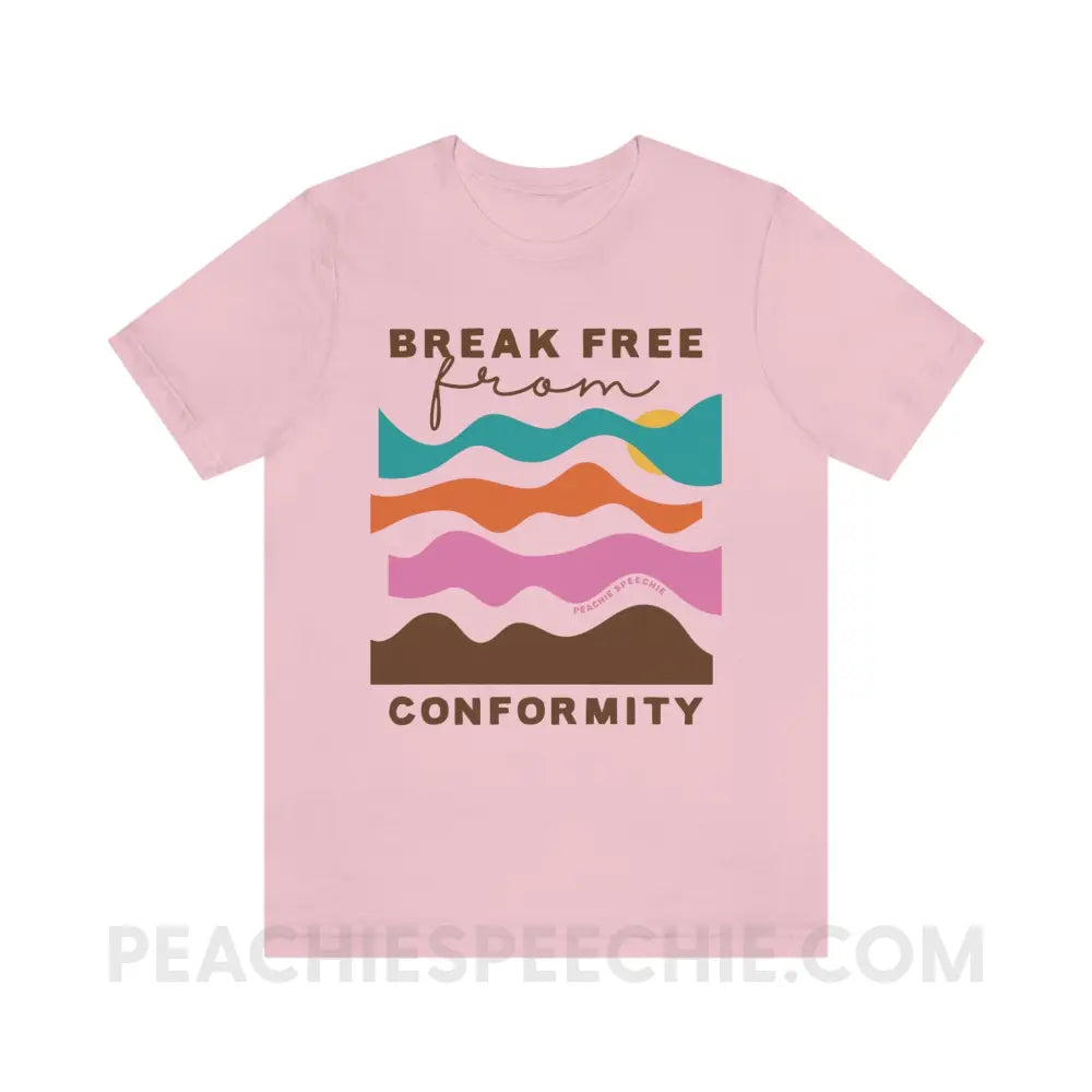 Break Free From Conformity Abstract Sky Premium Soft Tee - Pink / S - T-Shirt peachiespeechie.com