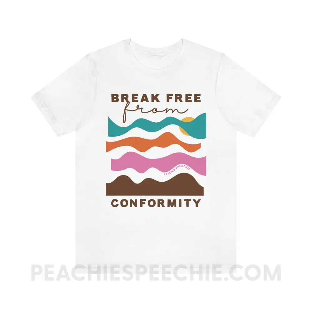 Break Free From Conformity Abstract Sky Premium Soft Tee - White / S - T-Shirt peachiespeechie.com