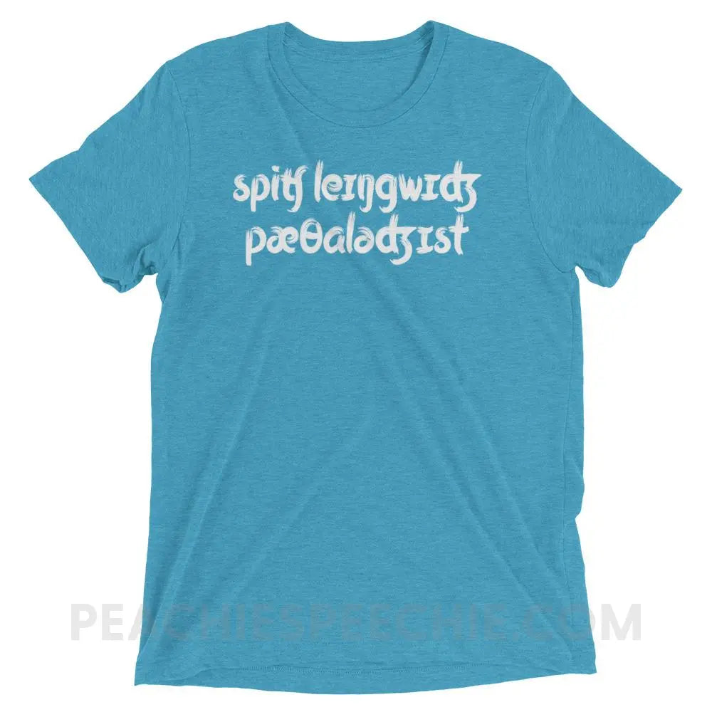 Brush Script SLP in IPA Tri-Blend Tee - Aqua Triblend / XS - T-Shirts & Tops peachiespeechie.com