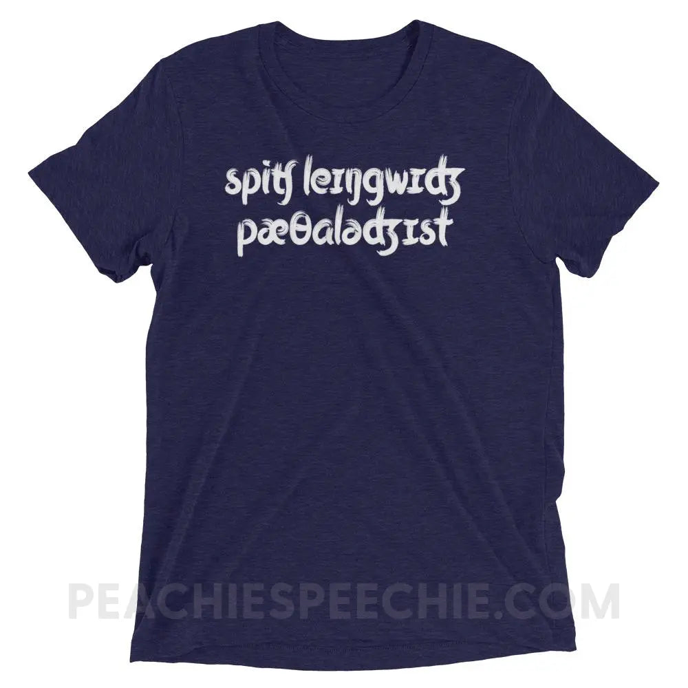 Brush Script SLP in IPA Tri-Blend Tee - Navy Triblend / XS - T-Shirts & Tops peachiespeechie.com