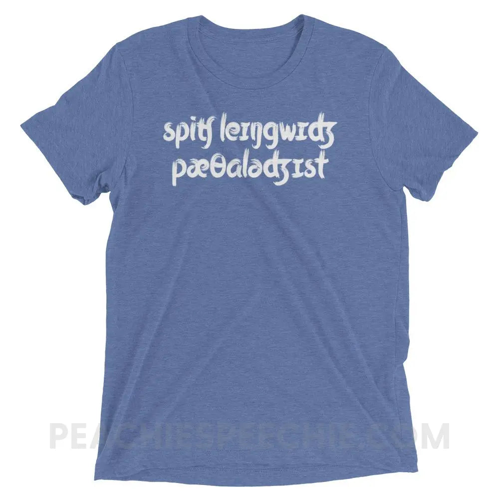 Brush Script SLP in IPA Tri-Blend Tee - Blue Triblend / XS - T-Shirts & Tops peachiespeechie.com