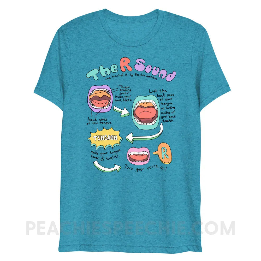 How To Say The Bunched R Sound Tri-Blend Tee - Aqua Triblend / XS - peachiespeechie.com