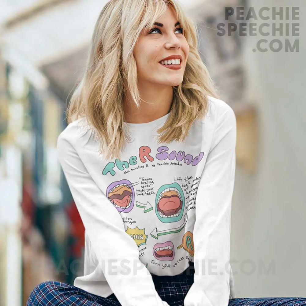 How To Say The Bunched R Sound Premium Long Sleeve - White / XS - peachiespeechie.com