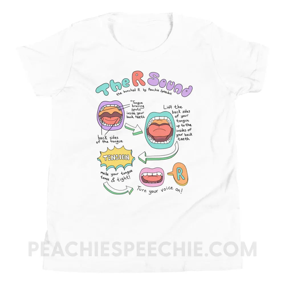 How To Say The Bunched R Sound Premium Youth Tee - White / S - peachiespeechie.com