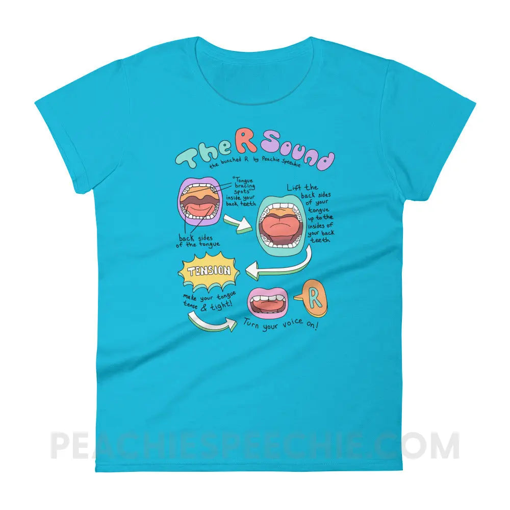 How To Say The Bunched R Sound Women’s Trendy Tee - Caribbean Blue / S - peachiespeechie.com