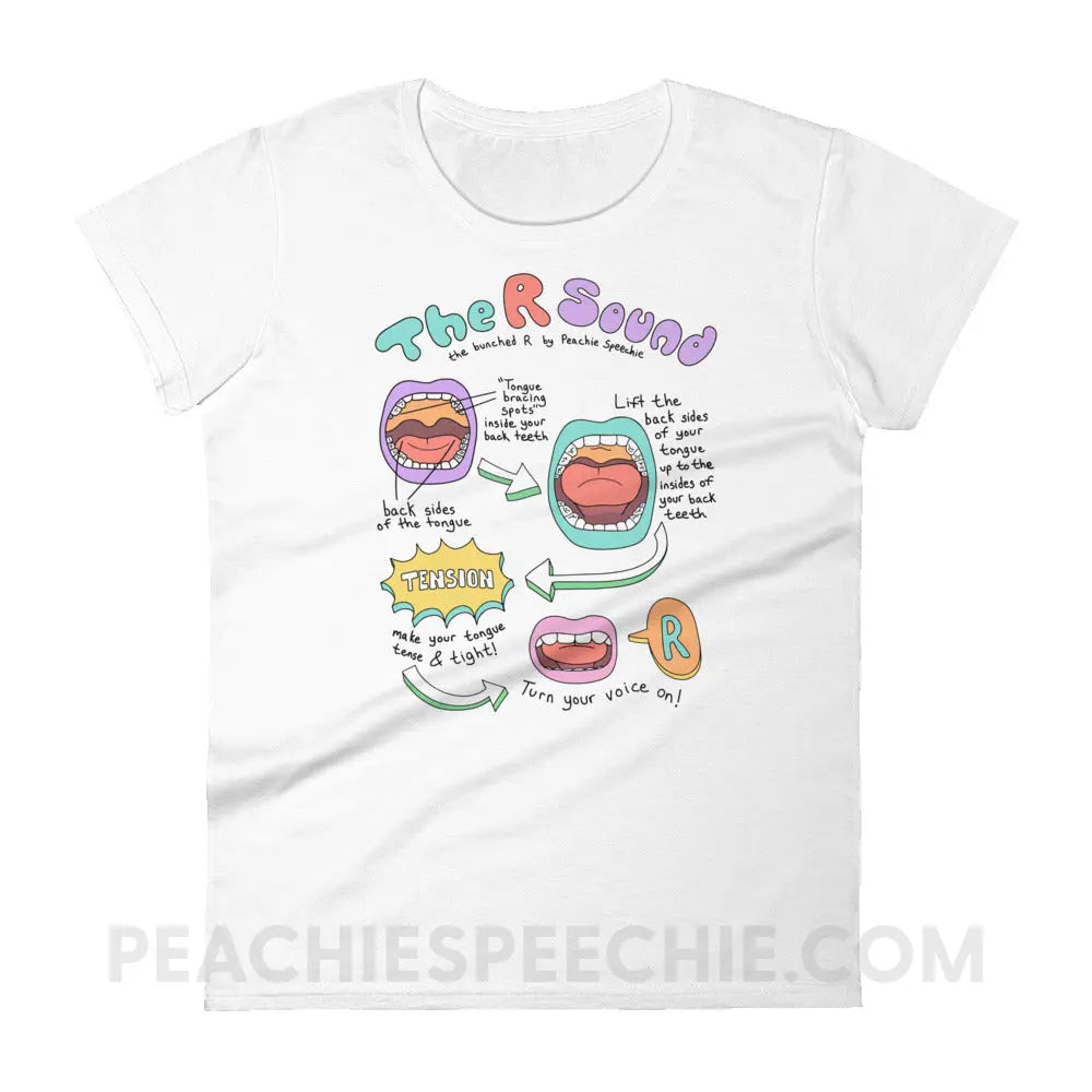 How To Say The Bunched R Sound Women’s Trendy Tee - White / S - peachiespeechie.com