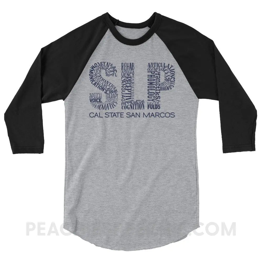 Cal State SLP Baseball Tee - Heather Grey/Black / XS custom product peachiespeechie.com