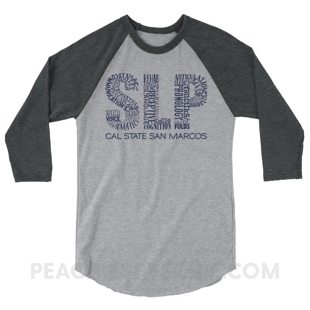 Cal State SLP Baseball Tee - Heather Grey/Heather Charcoal / XS custom product peachiespeechie.com