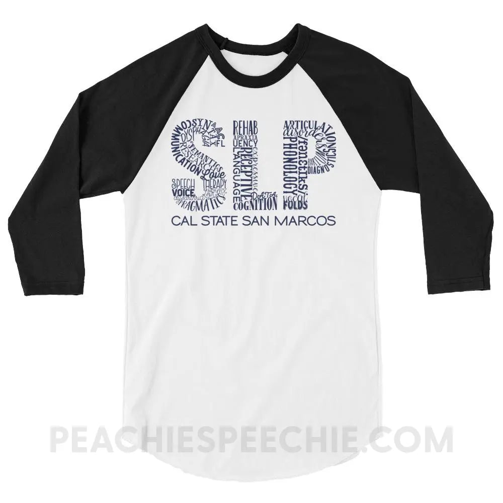 Cal State SLP Baseball Tee - White/Black / XS custom product peachiespeechie.com