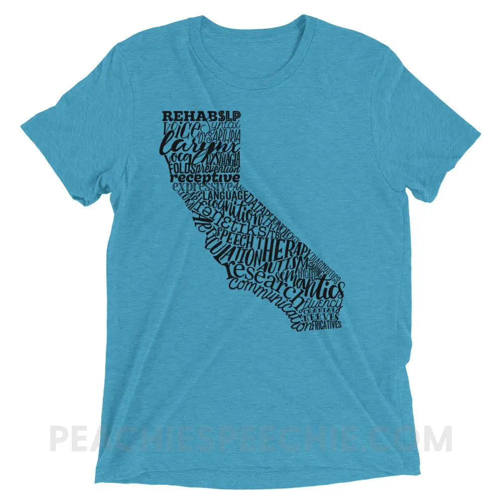California SLP Tri-Blend Tee - Aqua Triblend / XS - T-Shirts & Tops peachiespeechie.com