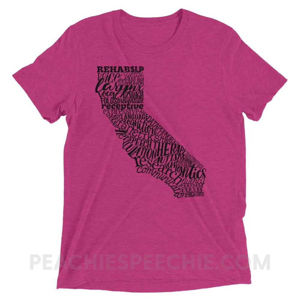 California SLP Tri-Blend Tee - Berry Triblend / XS - T-Shirts & Tops peachiespeechie.com