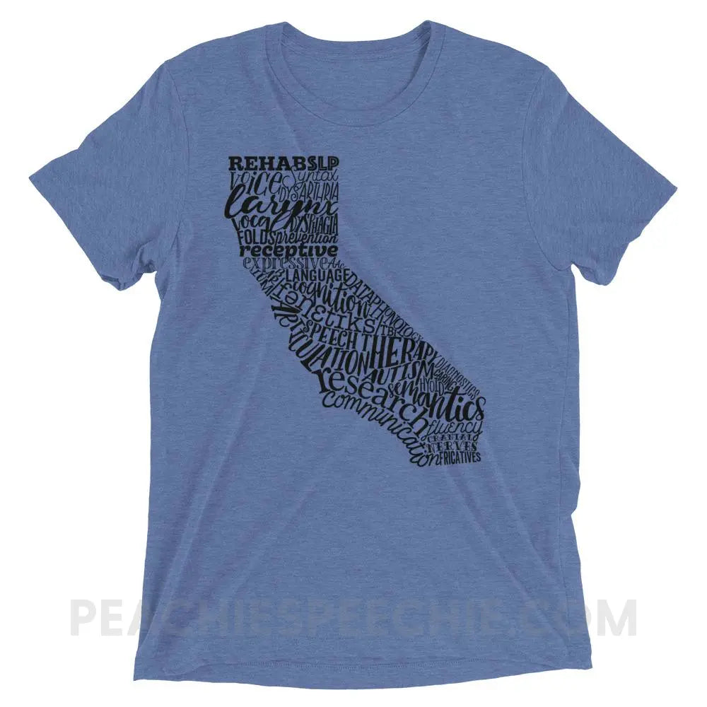 California SLP Tri-Blend Tee - Blue Triblend / XS - T-Shirts & Tops peachiespeechie.com