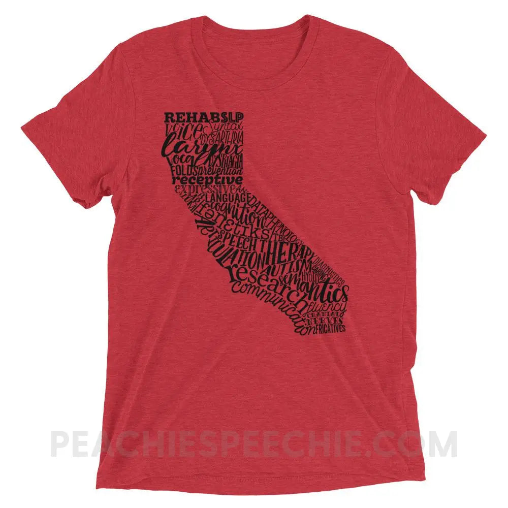 California SLP Tri-Blend Tee - Red Triblend / XS - T-Shirts & Tops peachiespeechie.com