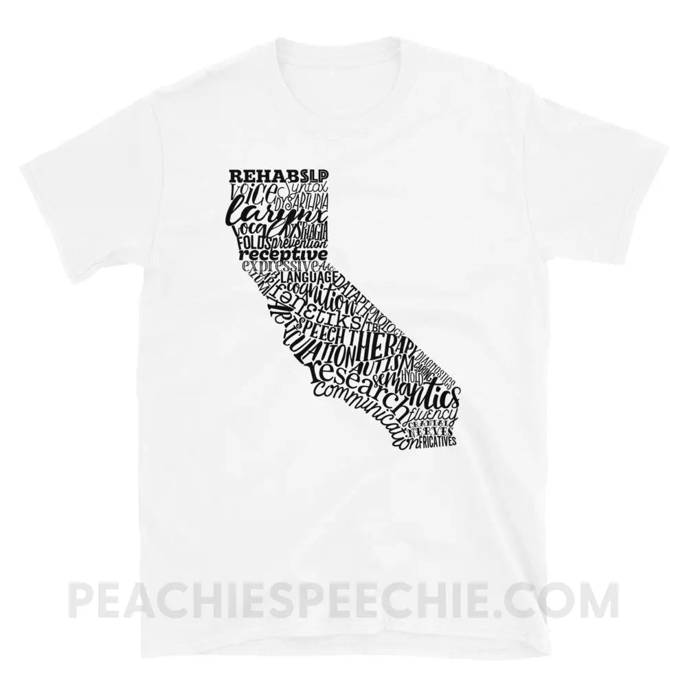 California SLP Classic Tee - White / S - T-Shirts & Tops peachiespeechie.com