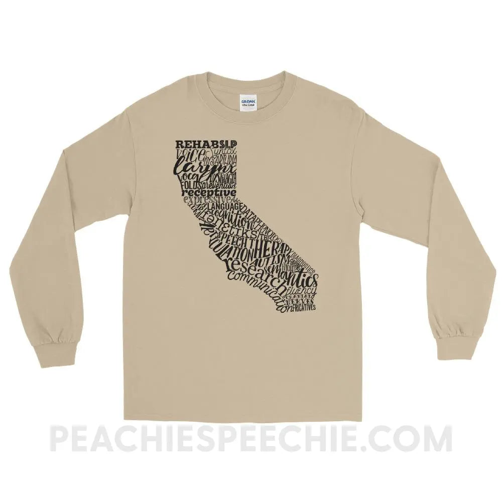 California SLP Long Sleeve Tee - Sand / S - T-Shirts & Tops peachiespeechie.com