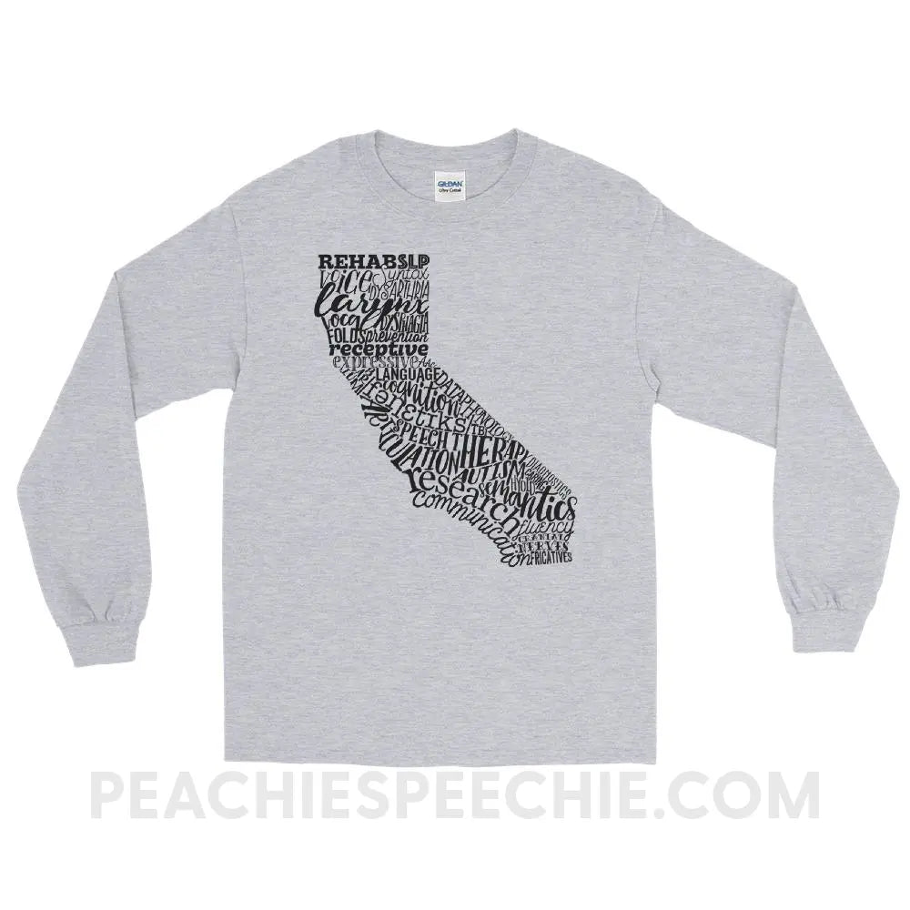 California SLP Long Sleeve Tee - Sport Grey / S - T-Shirts & Tops peachiespeechie.com