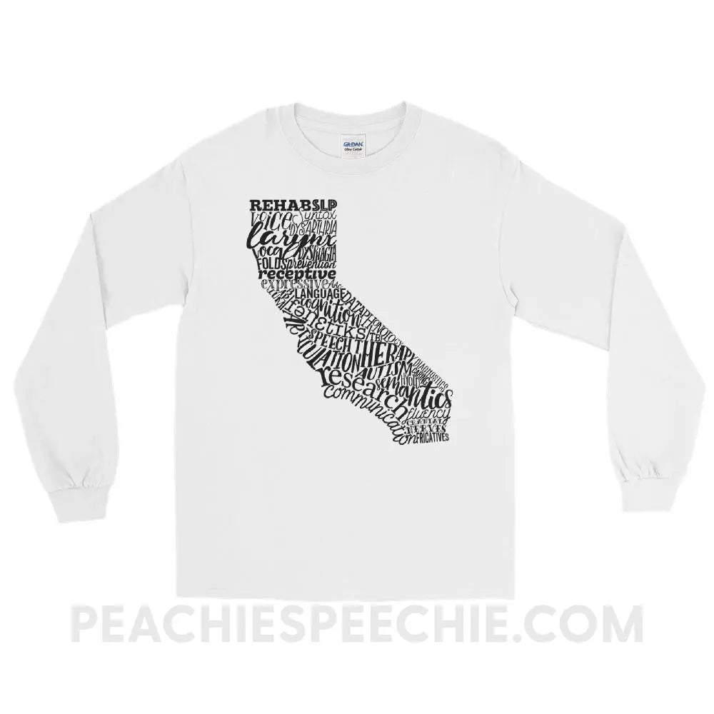 California SLP Long Sleeve Tee - White / S - T-Shirts & Tops peachiespeechie.com